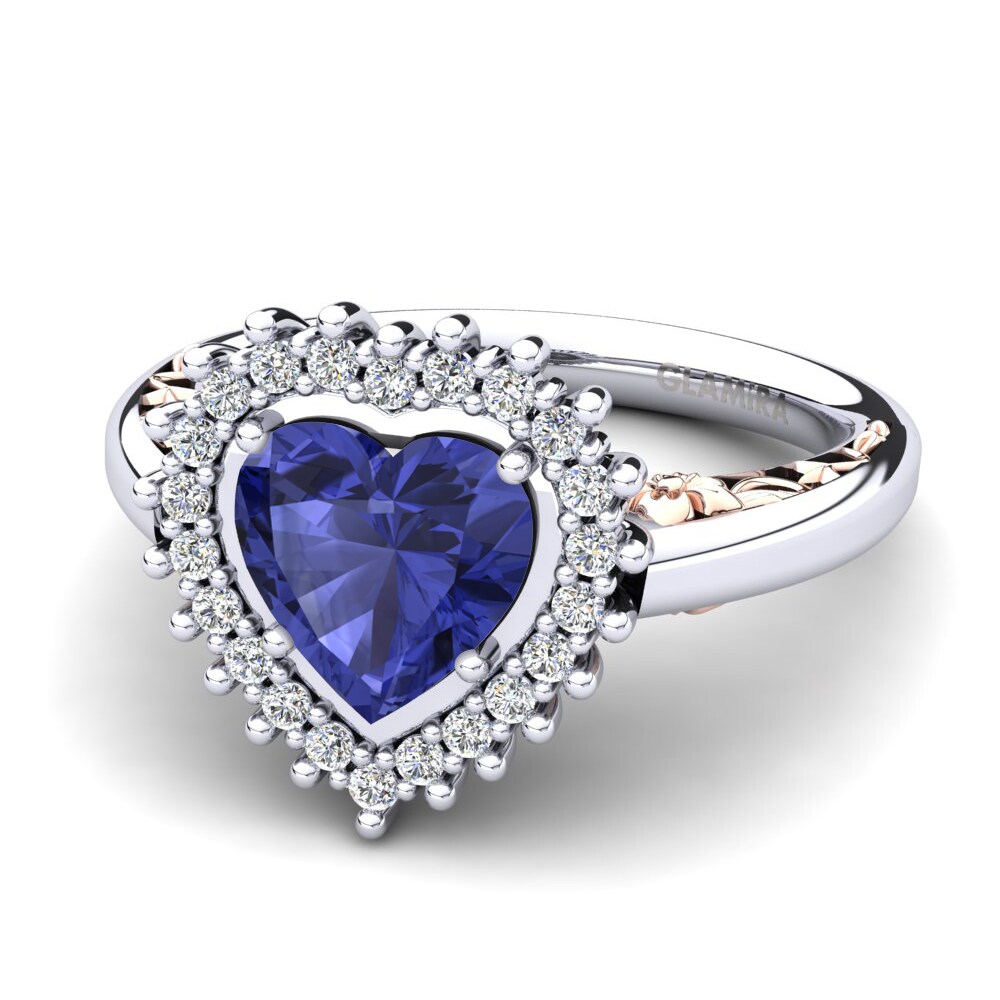 14ct White & Rose Gold Tanzanite Women's Ring Machi