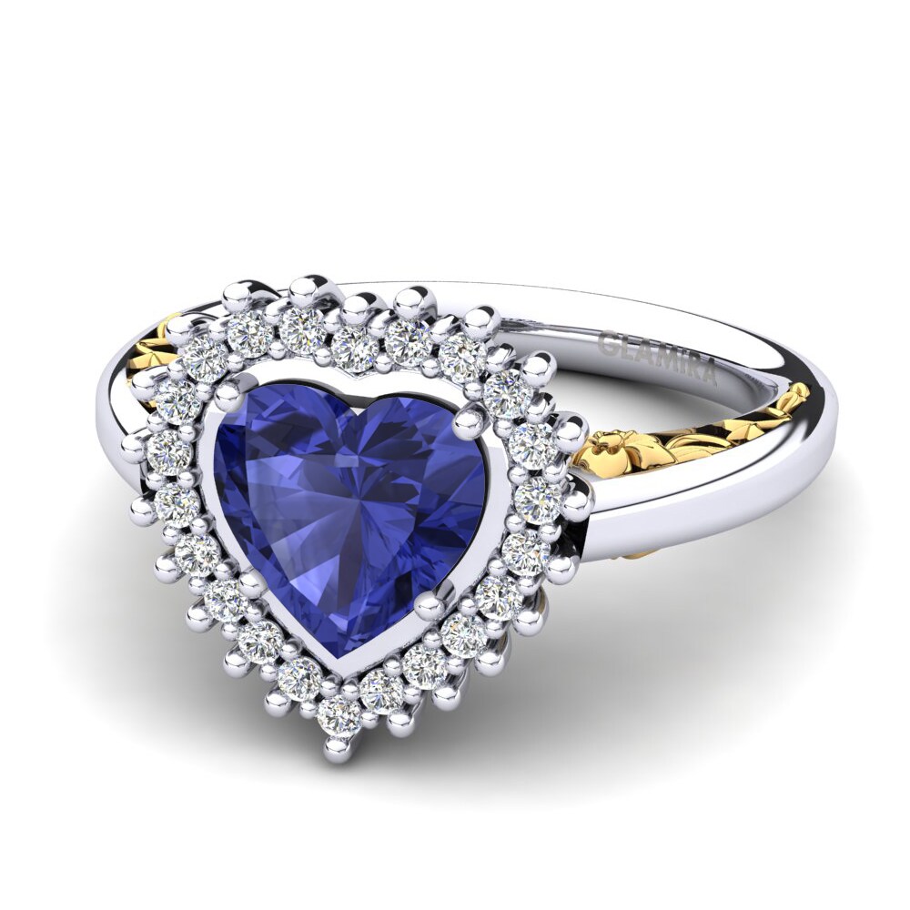 9ct White & Yellow Gold Tanzanite Women's Ring Machi