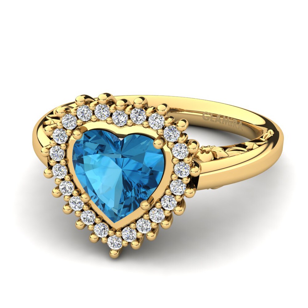 18ct Yellow & White Gold Blue Topaz Women's Ring Machi
