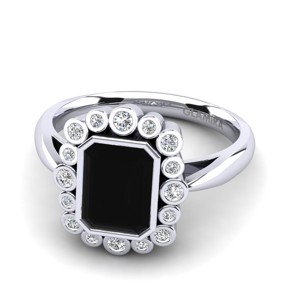 Ónix Negro Anillo de compromiso Manzanas