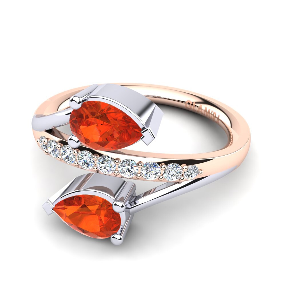 14ct Rose & White Gold Fire Opal Ring Marilis