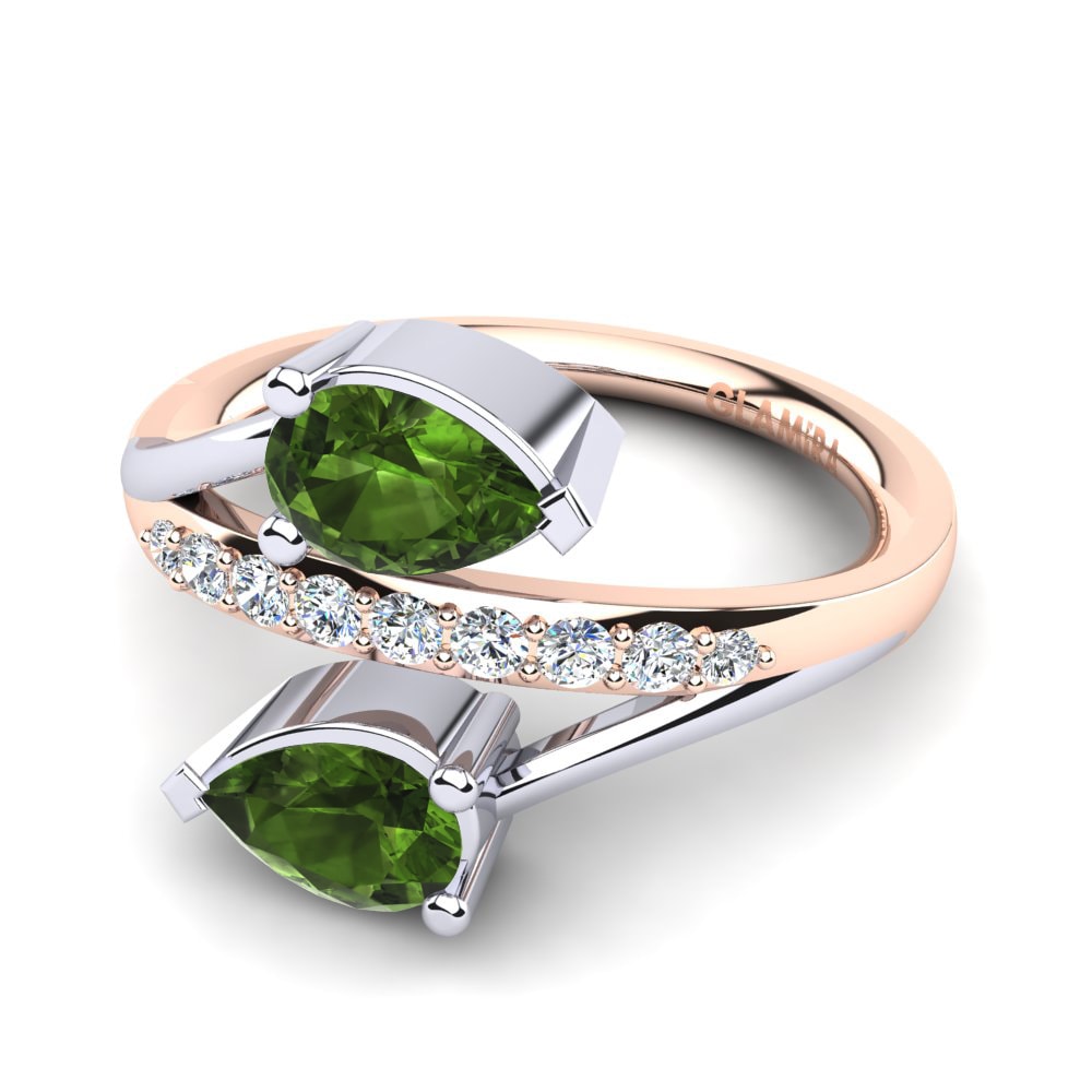 14ct Rose & White Gold Green Tourmaline Ring Marilis