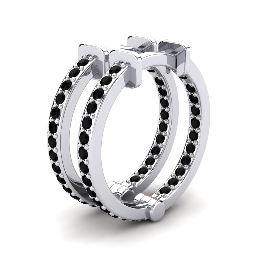 Onyx Noir Boucle d'oreille femme Marsalia 12 mm