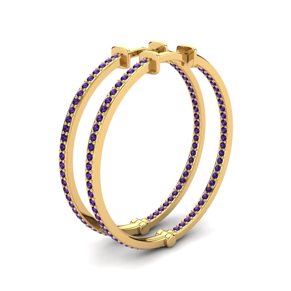 18k Oro Amarillo Amatista Pendiente de mujer Marsalia 25 mm