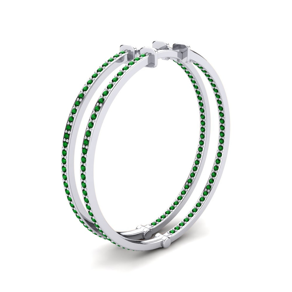 Zircone Vert Boucle d'oreille femme Marsalia 32 mm