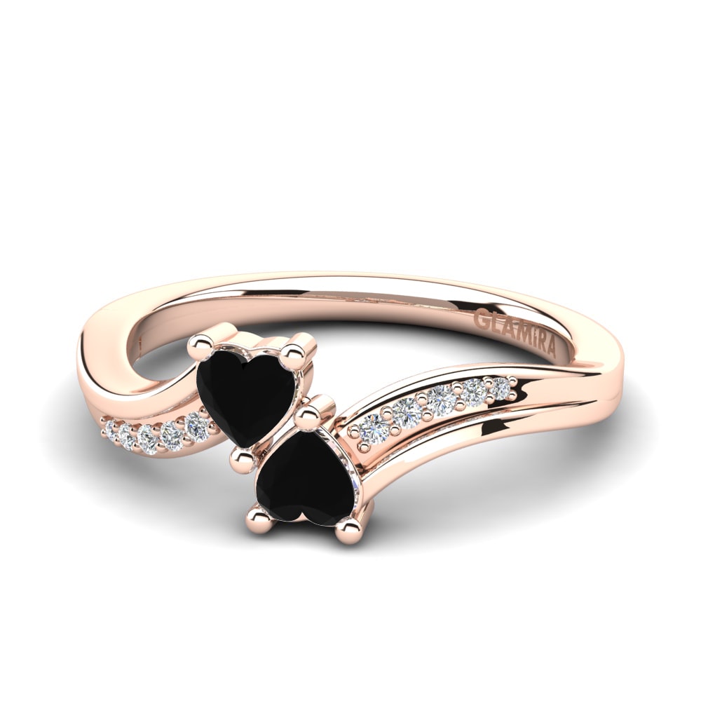 14ct Rose Gold Black Onyx Engagement Ring Masdevalia