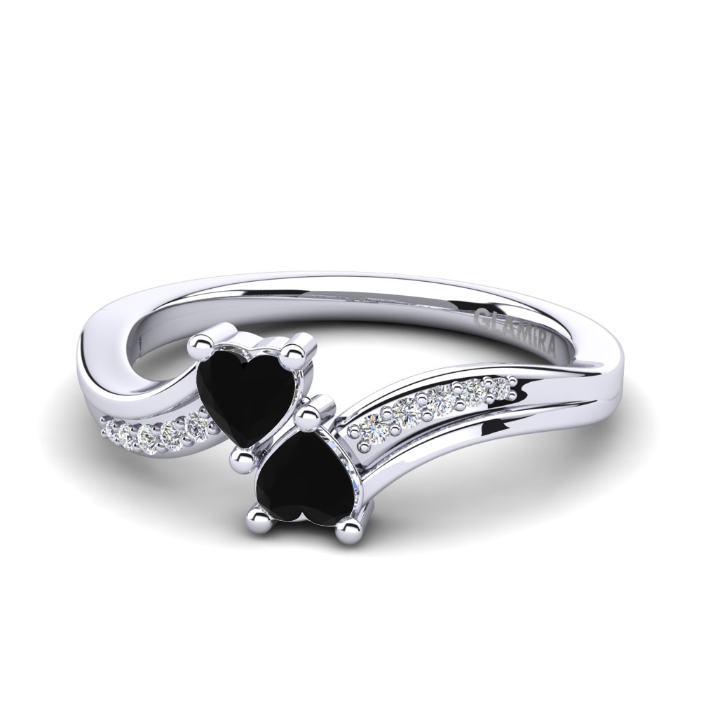 14ct White Gold Black Onyx Engagement Ring Masdevalia