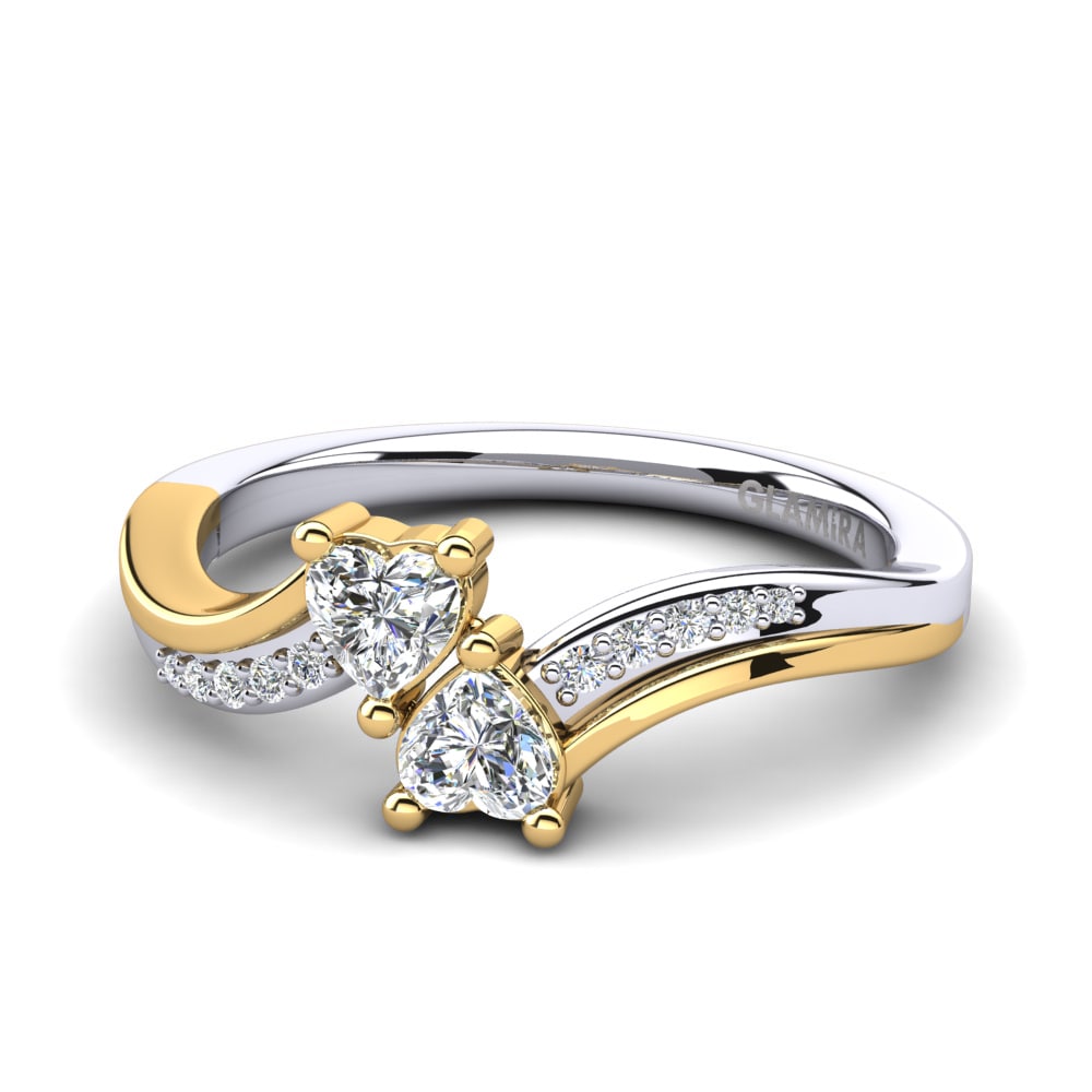 14ct White & Yellow Gold White sapphire Engagement Ring Masdevalia