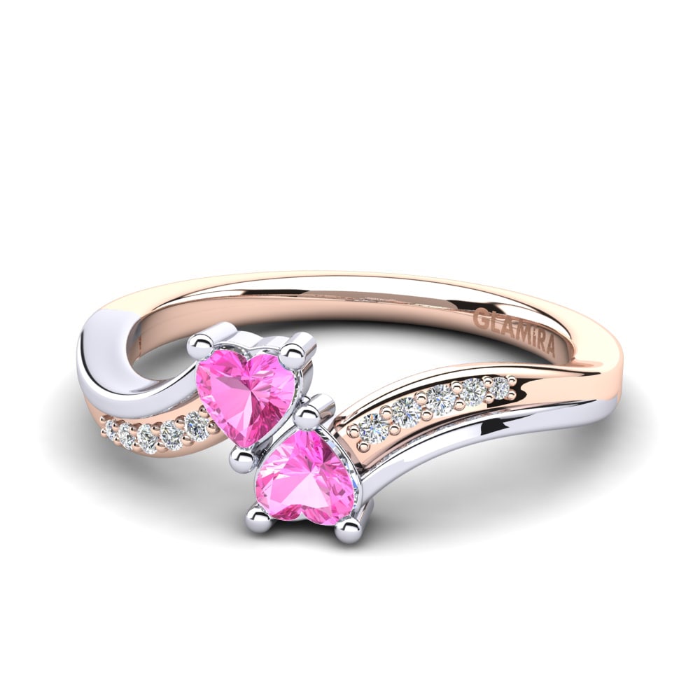 9ct Rose & White Gold Pink Tourmaline Engagement Ring Masdevalia