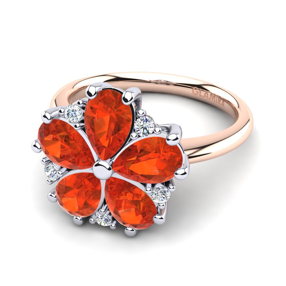 14ct Rose & White Gold Fire Opal Ring Merida