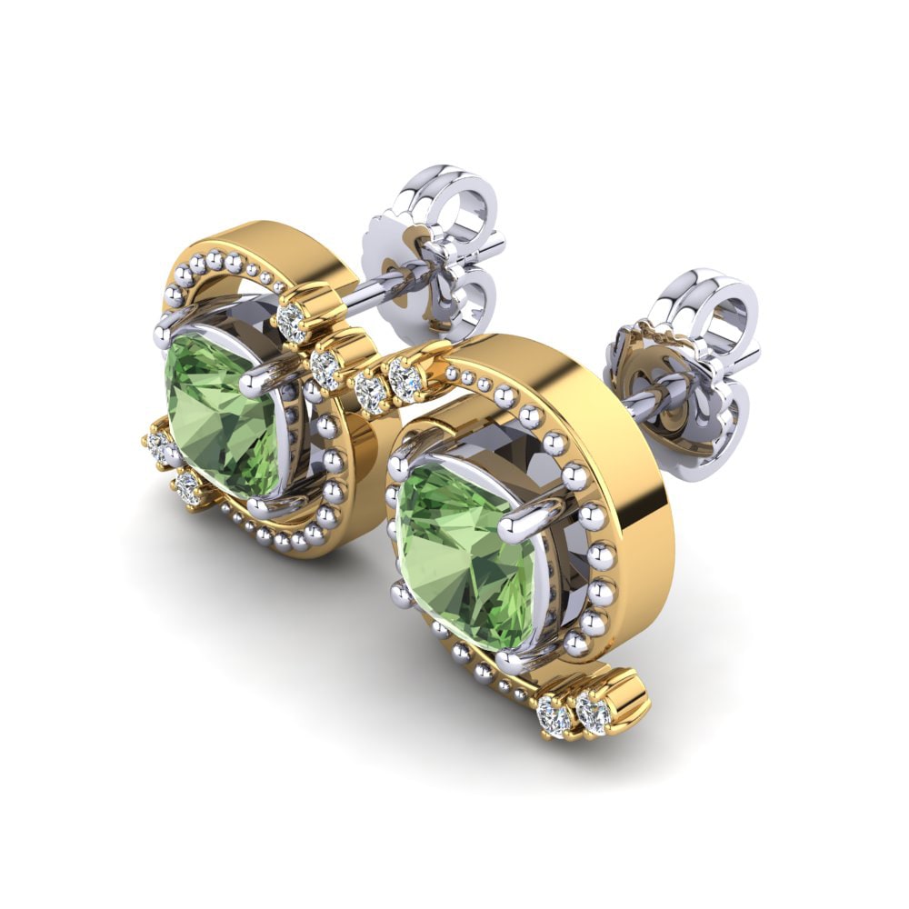 14ct Yellow & White Gold Green Amethyst Women's Earring Mianette