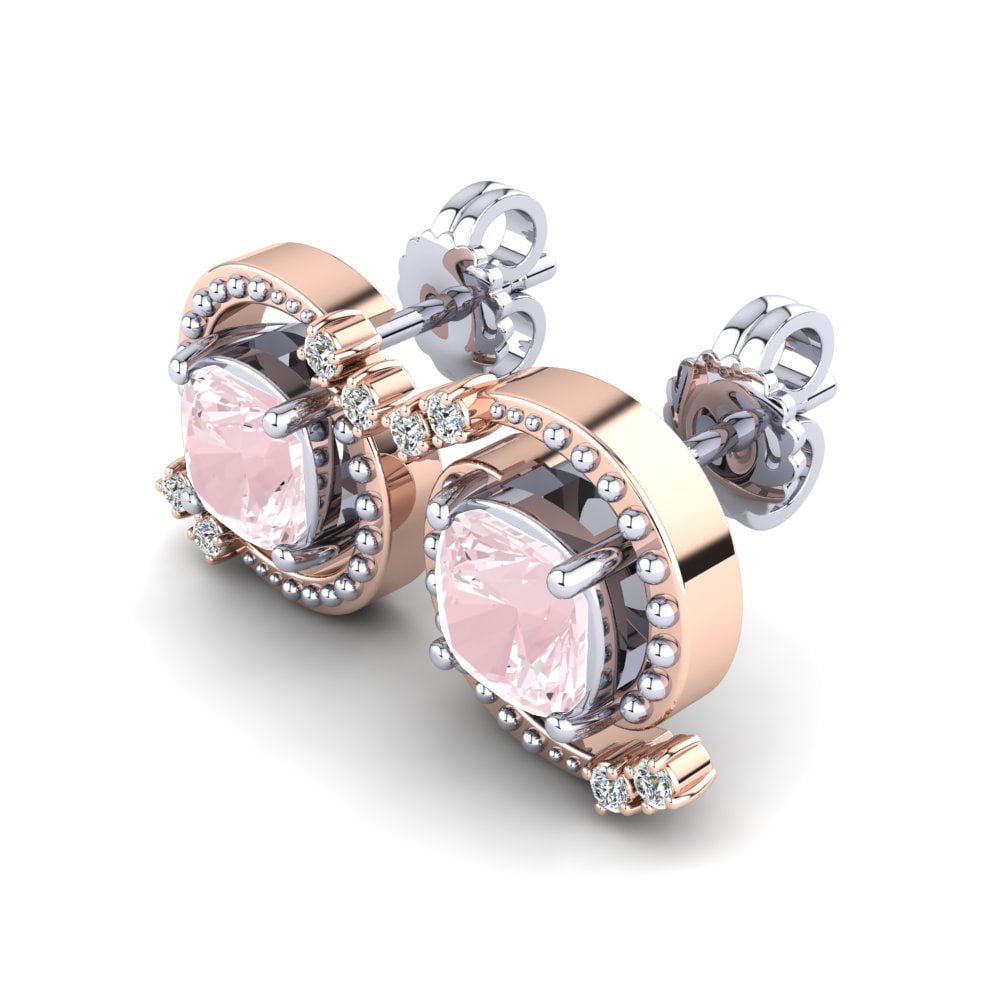 9k Oro Rosa & Blanco Cuarzo rosa Pendiente de mujer Mianette