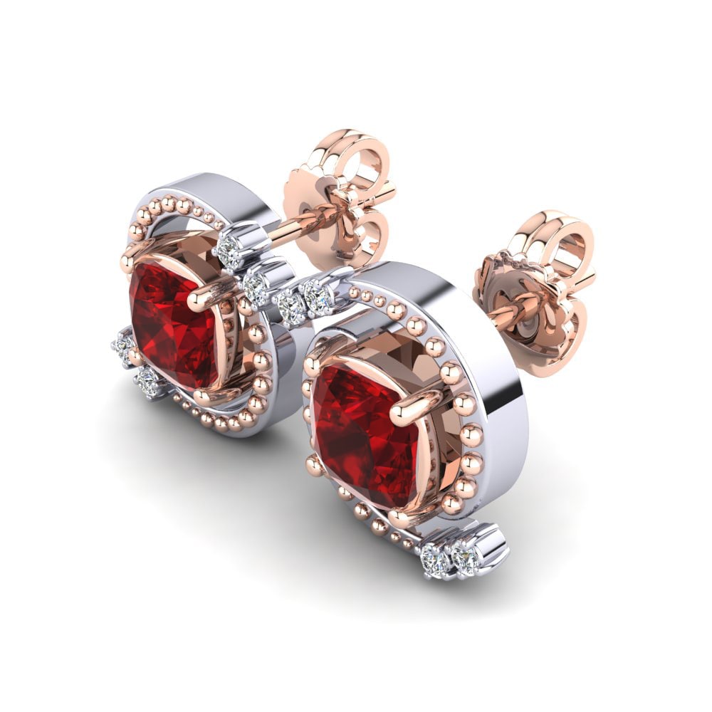 14ct White / Rose Gold Cushion Women's Earring Mianette
