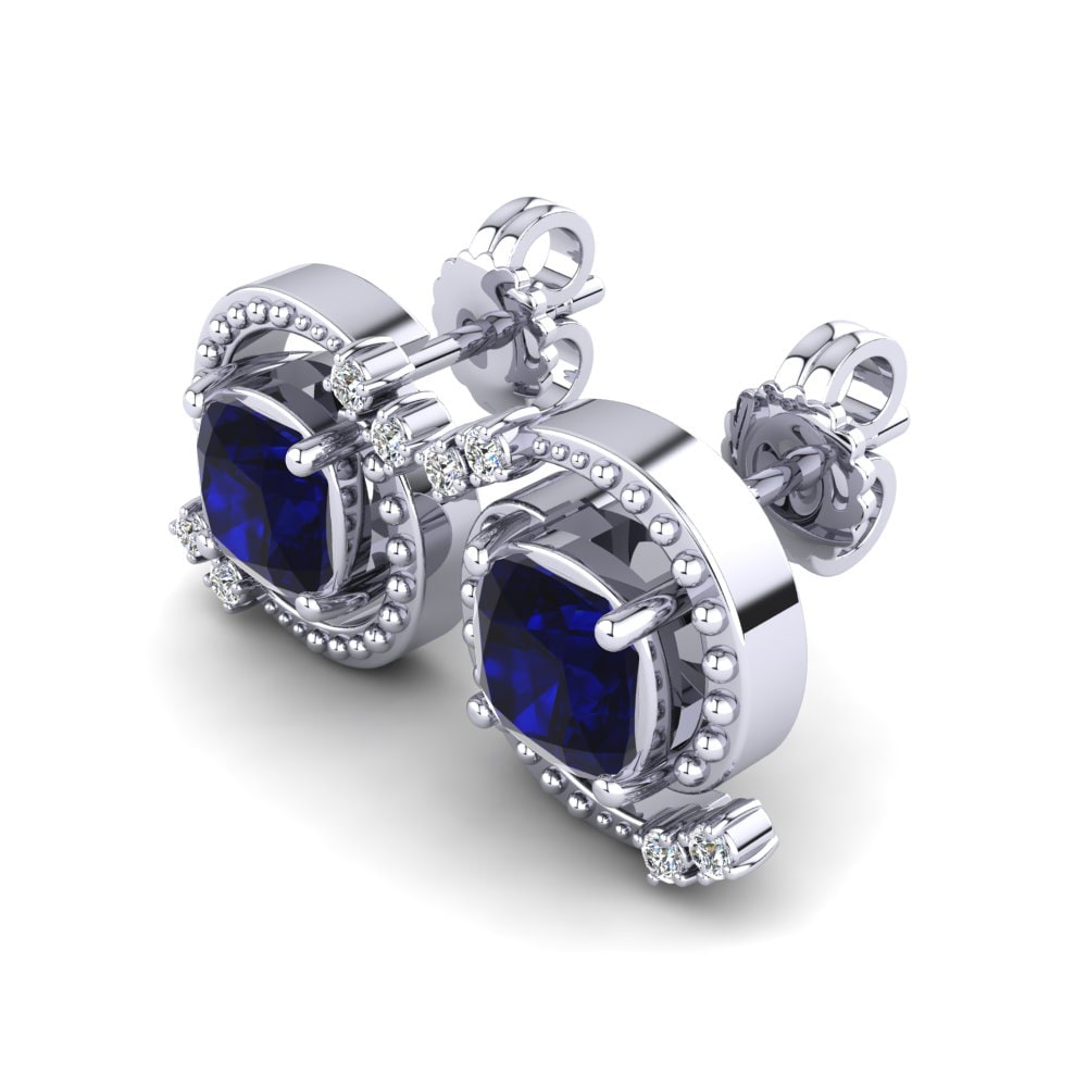 Kussen Donker Blauwe Zirkoon Dames Oorbellen Mianette