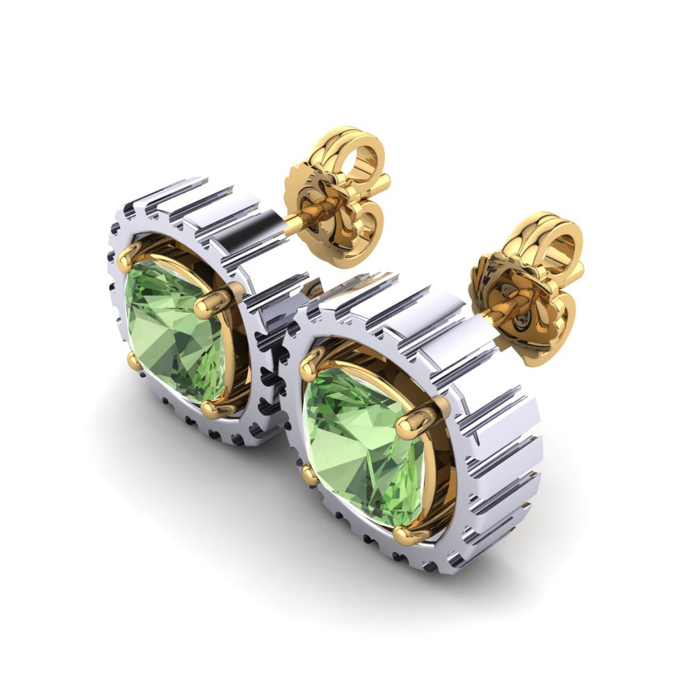 14ct Yellow & White Gold Green Amethyst Women's Earring Miasara