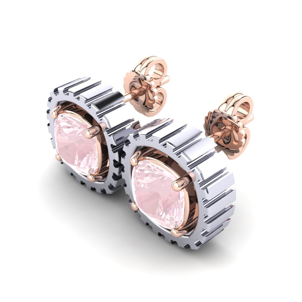 9k Oro Rosa & Blanco Cuarzo rosa Pendiente de mujer Miasara