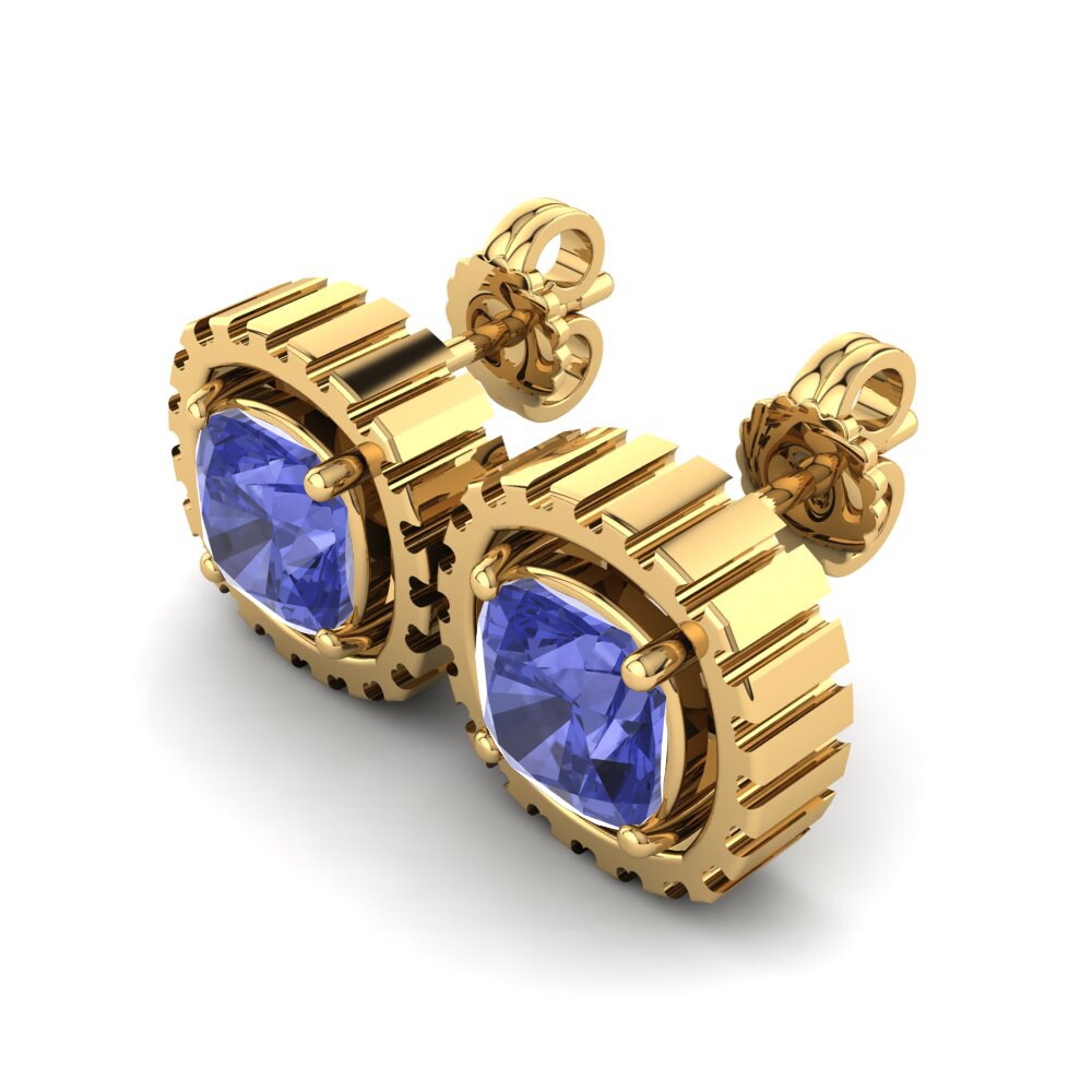 14k Oro Amarillo Tanzanita Pendiente de mujer Miasara
