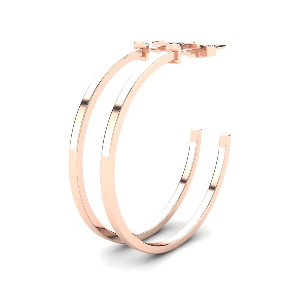 Or rose 585 Boucles D'oreilles Mounira 32 mm