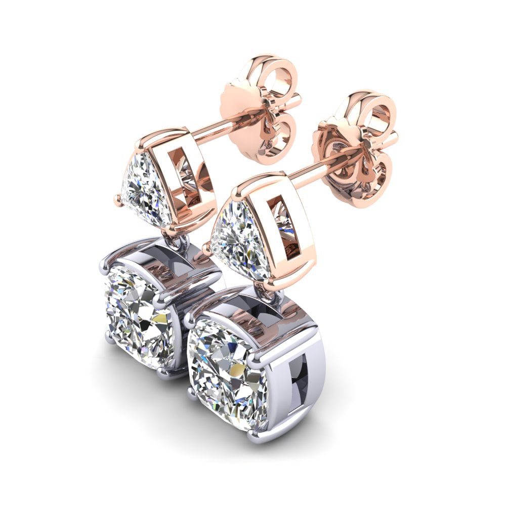 14ct White / Rose Gold Cushion Women's Earring Muiris