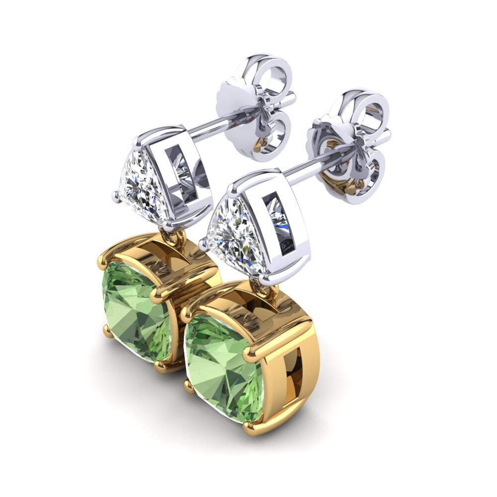 14ct Yellow & White Gold Green Amethyst Women's Earring Muiris