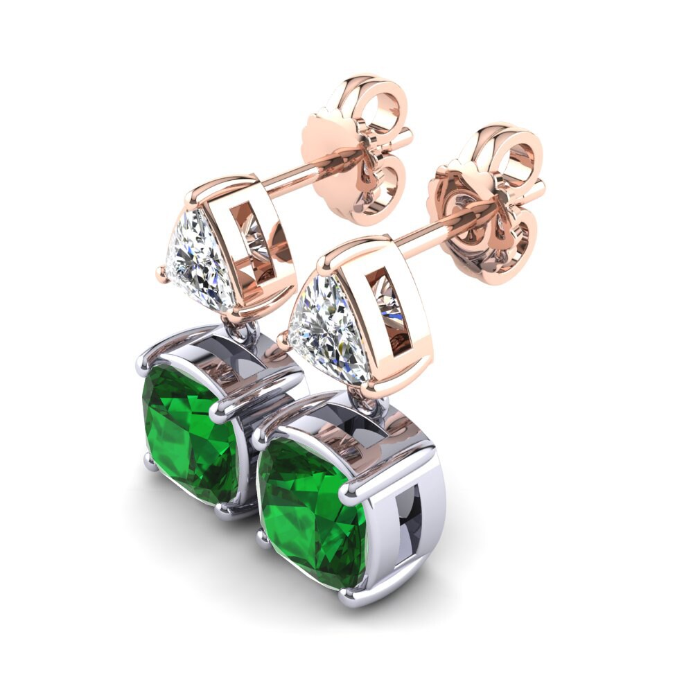 14ct White & Rose Gold Emerald (Lab Created) Women's Earring Muiris
