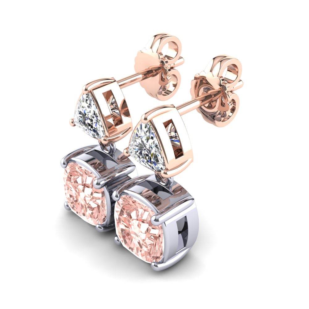 14ct White & Rose Gold Morganite Women's Earring Muiris