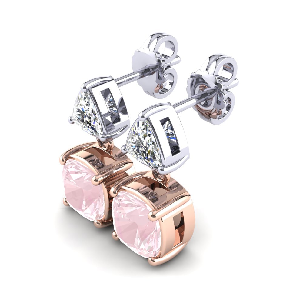 9k Oro Rosa & Blanco Cuarzo rosa Pendiente de mujer Muiris