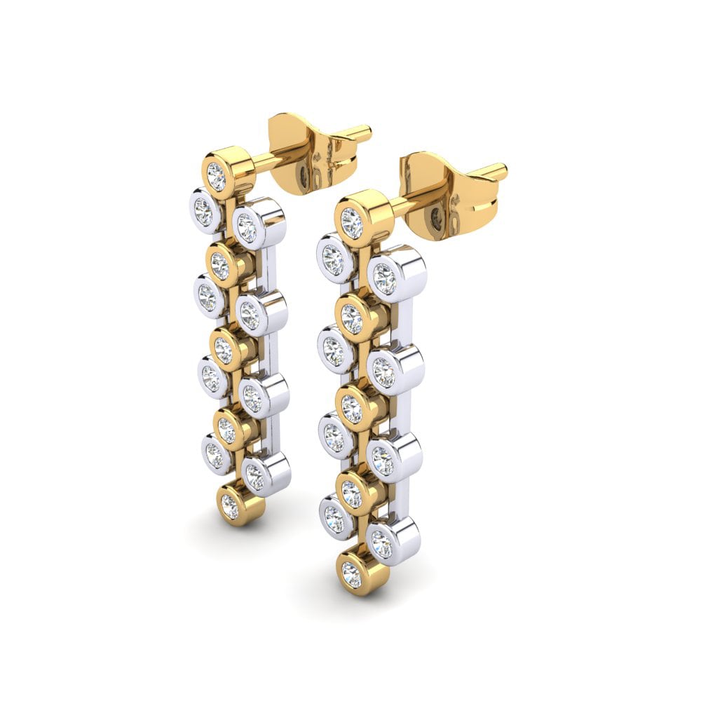 14k Oro Amarillo & Blanco Pendiente de mujer Alena
