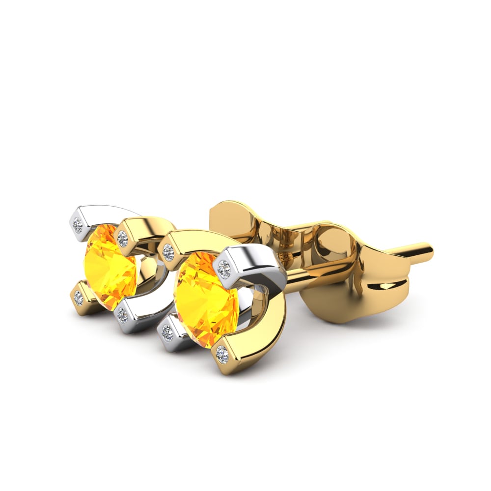 14ct Yellow & White Gold Citrine Women's Earring Anatola