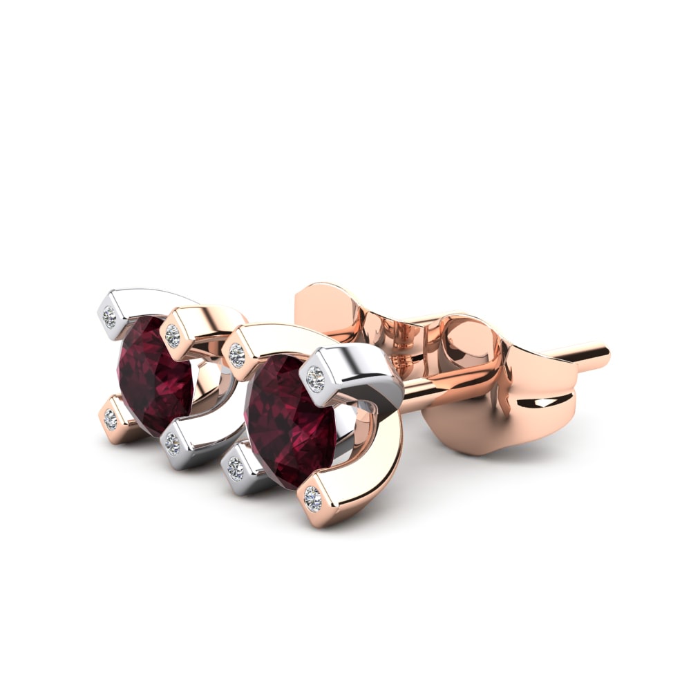 9k Oro Rosa & Blanco Granate Pendiente de mujer Anatola