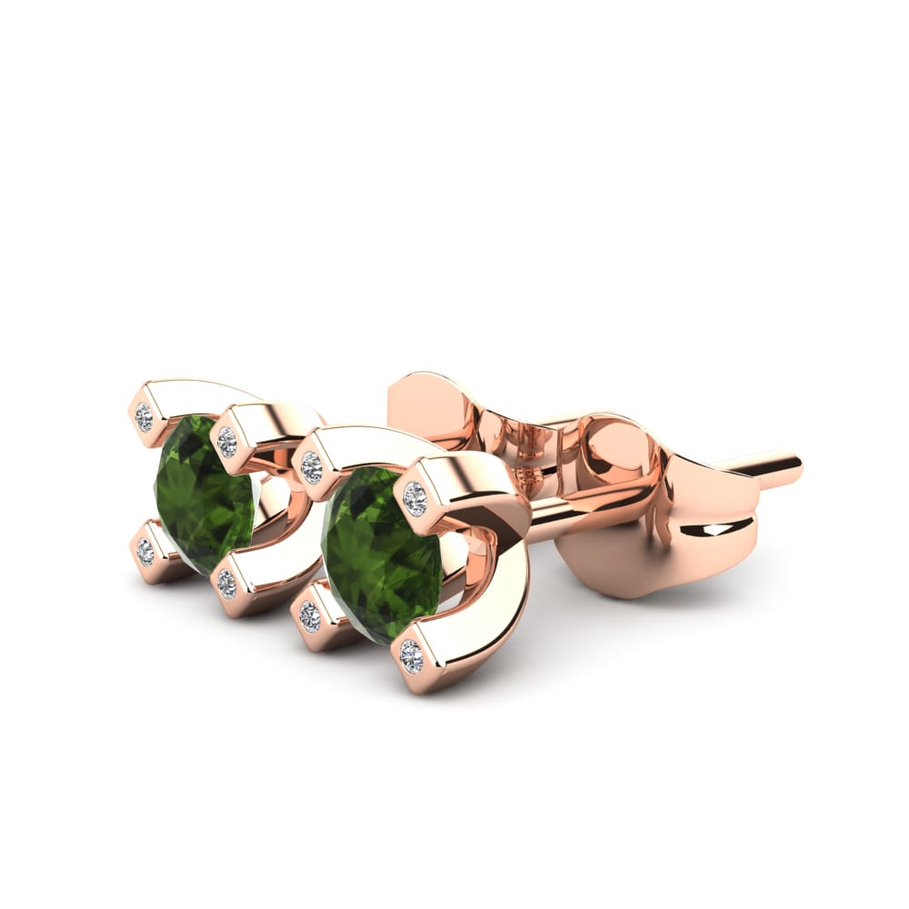 14ct Rose Gold Green Tourmaline Women's Earring Anatola