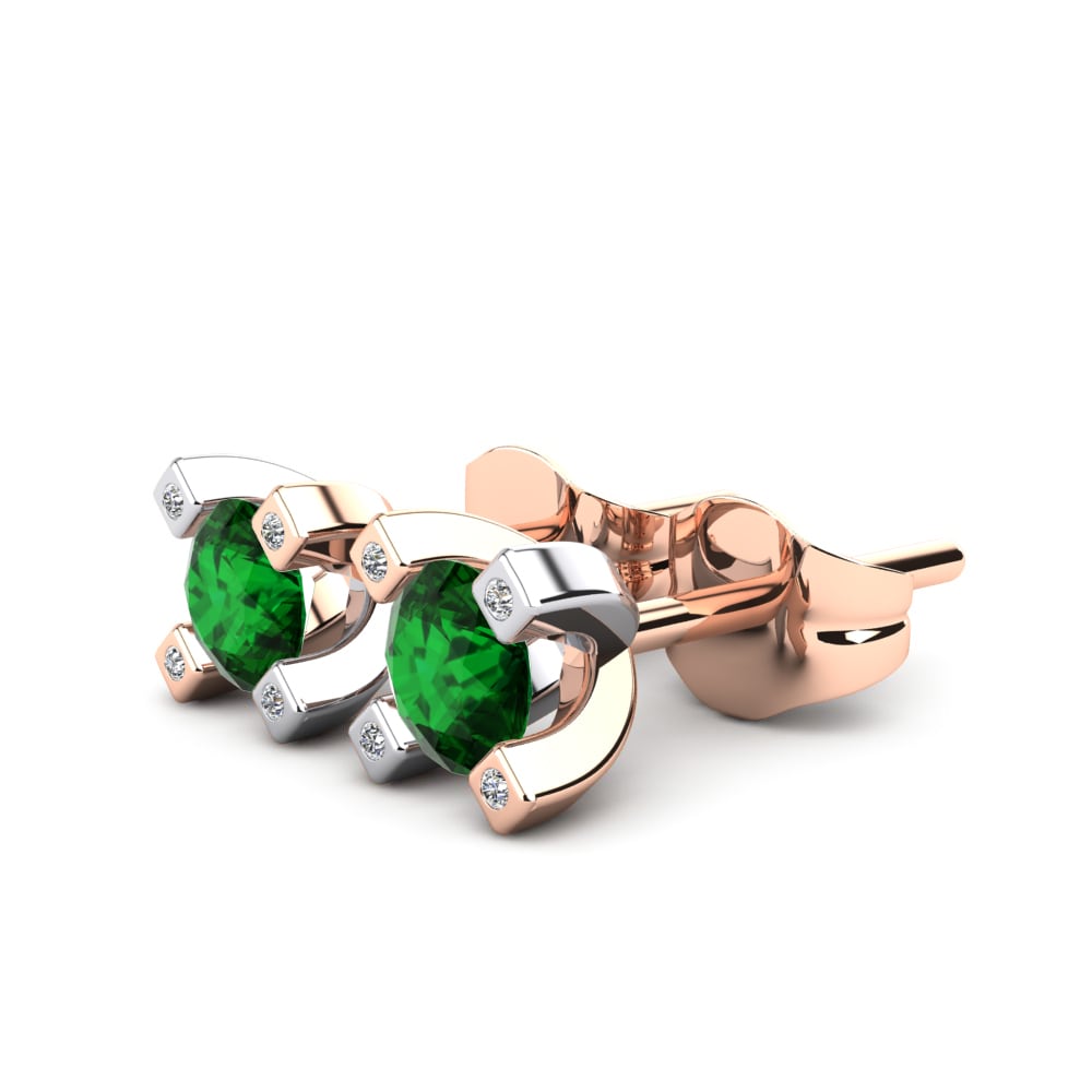 14k Oro Rosa & Blanco Esmeralda (creada en laboratorio) Pendiente de mujer Anatola