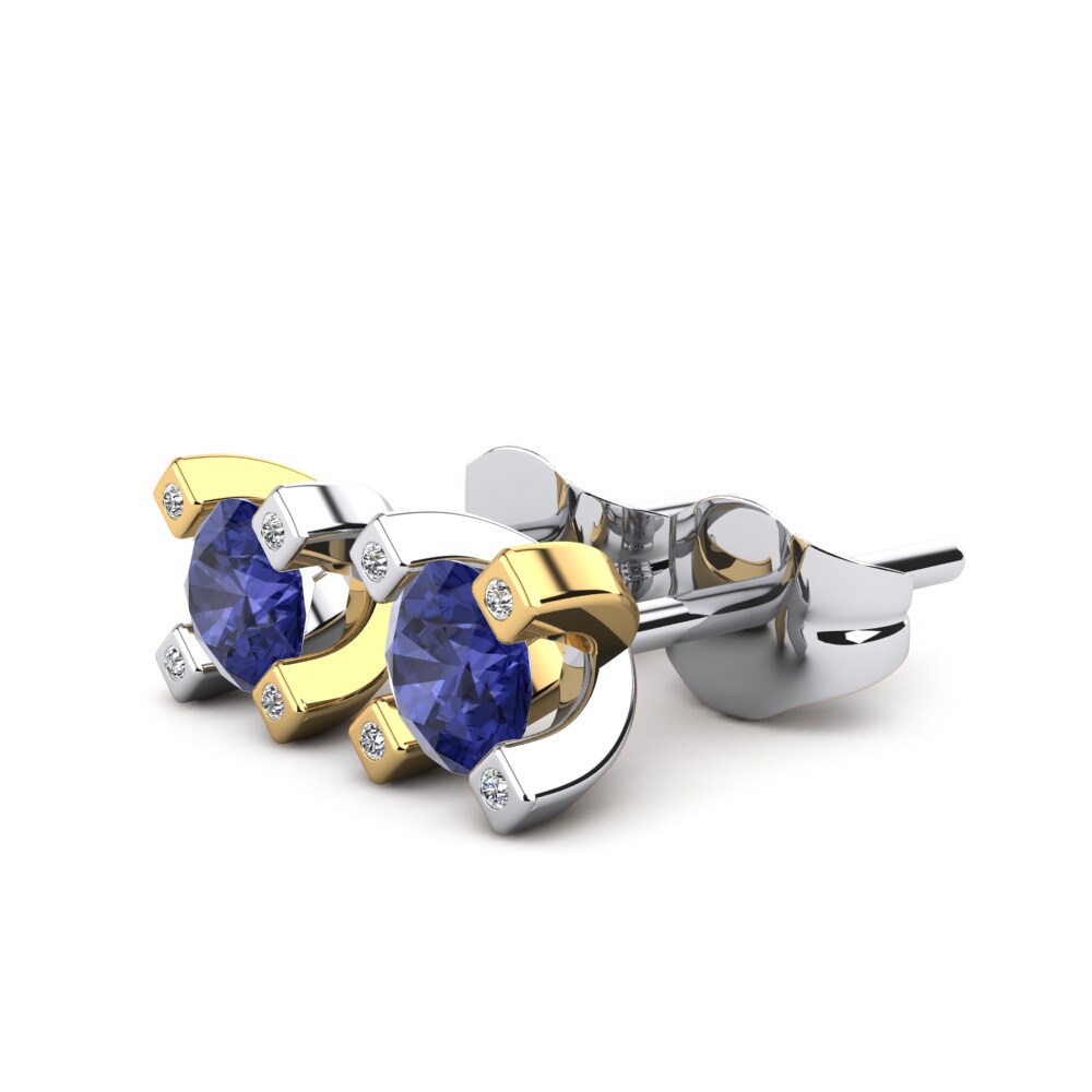 9k Oro Blanco & Amarillo Tanzanita Pendiente de mujer Anatola