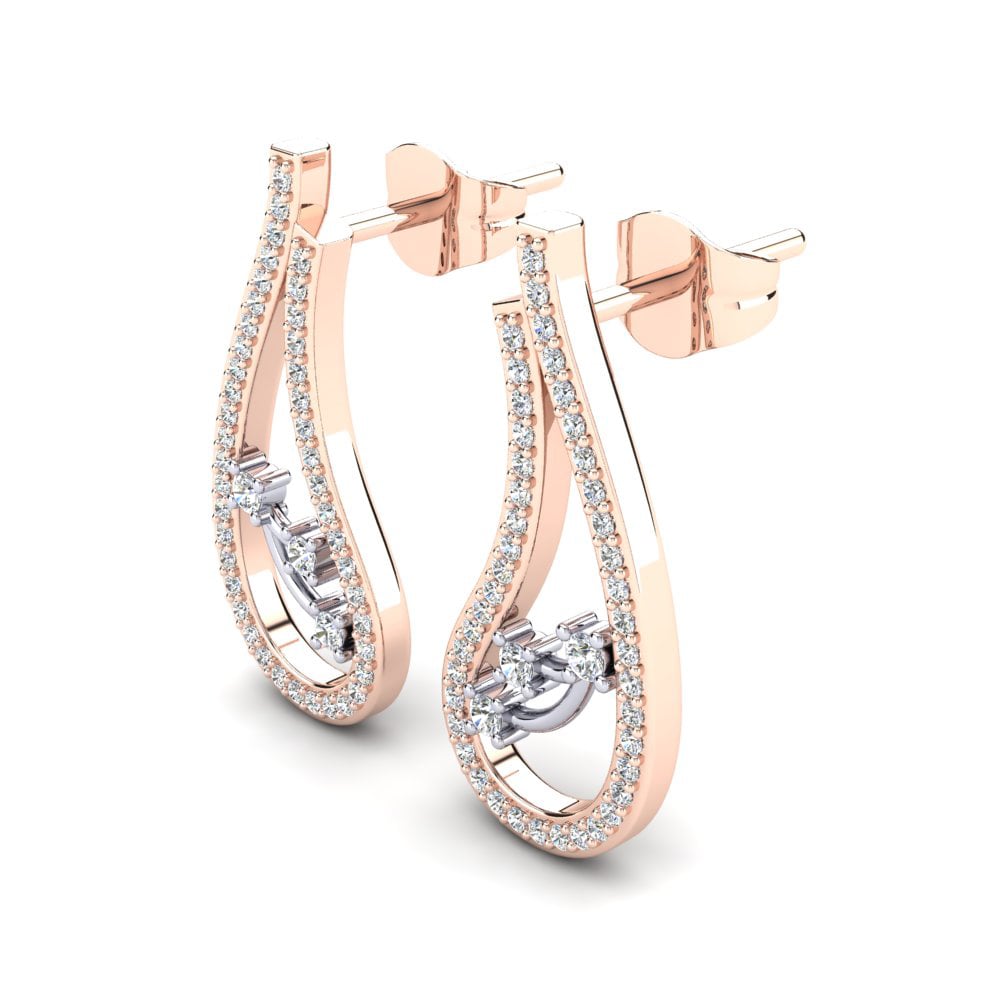 9k Oro Rosa & Blanco Pendiente de mujer Midori