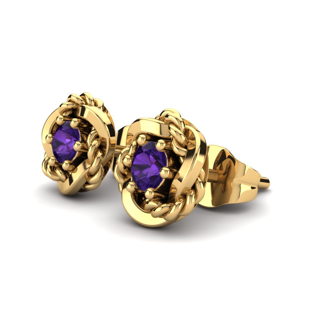 18k Oro Amarillo Amatista Pendiente de mujer Passaros