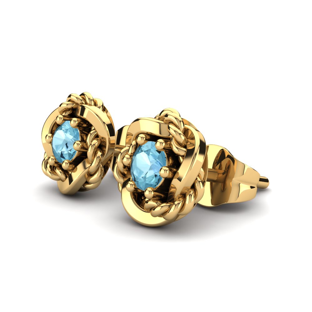 14k Oro Amarillo Aguamarina Pendiente de mujer Passaros