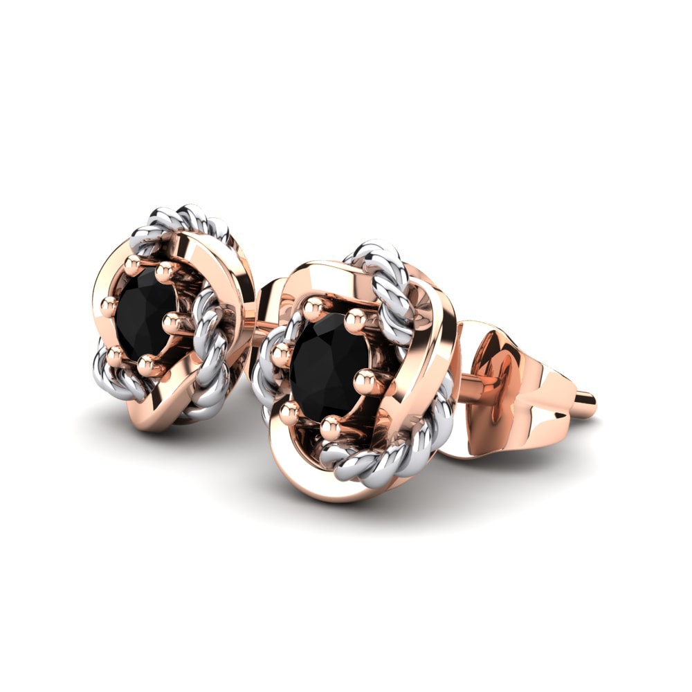 14k Oro Rosa & Blanco Zafiro negro Pendiente de mujer Passaros