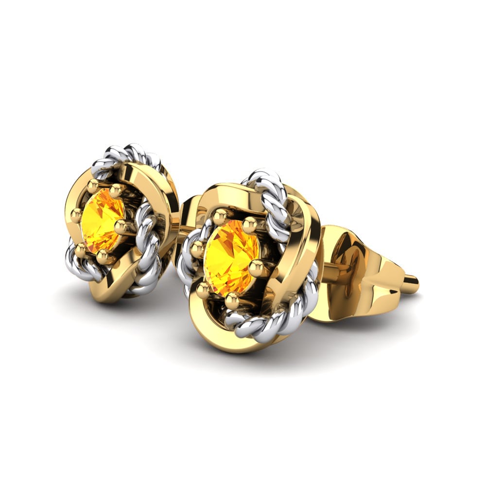 14ct Yellow & White Gold Citrine Women's Earring Passaros