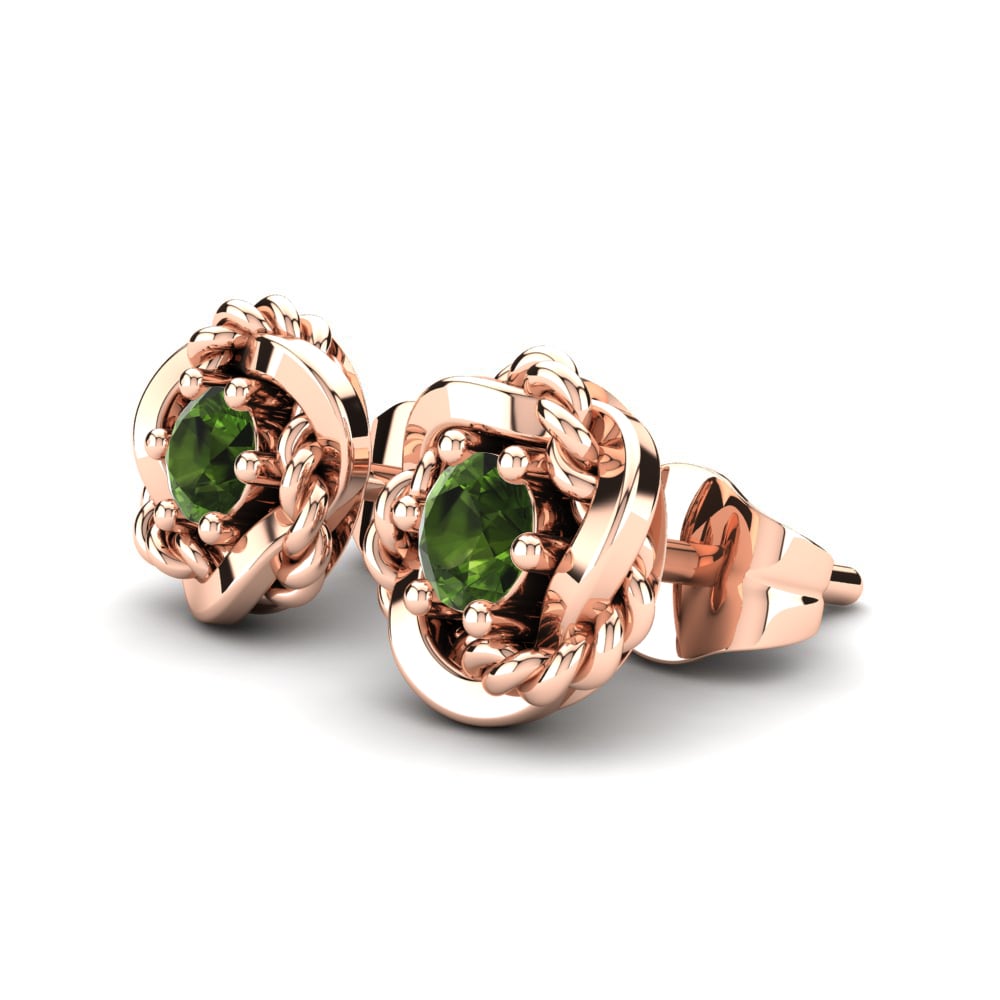 14ct Rose Gold Green Tourmaline Women's Earring Passaros