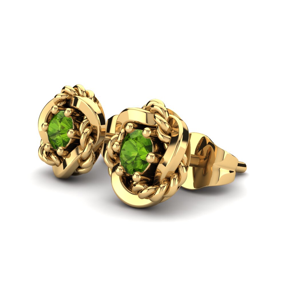 18k Oro Amarillo Peridoto Pendiente de mujer Passaros