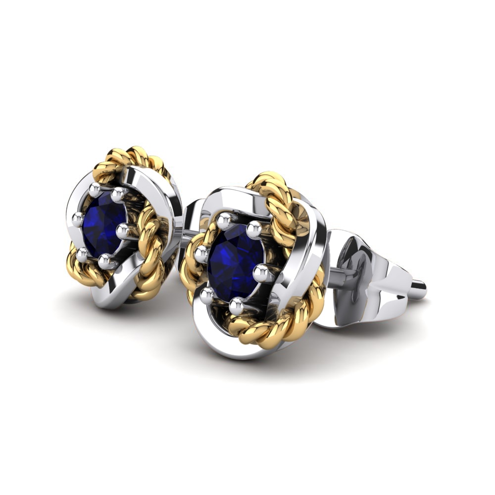14k Oro Blanco & Amarillo Zafiro Pendiente de mujer Passaros