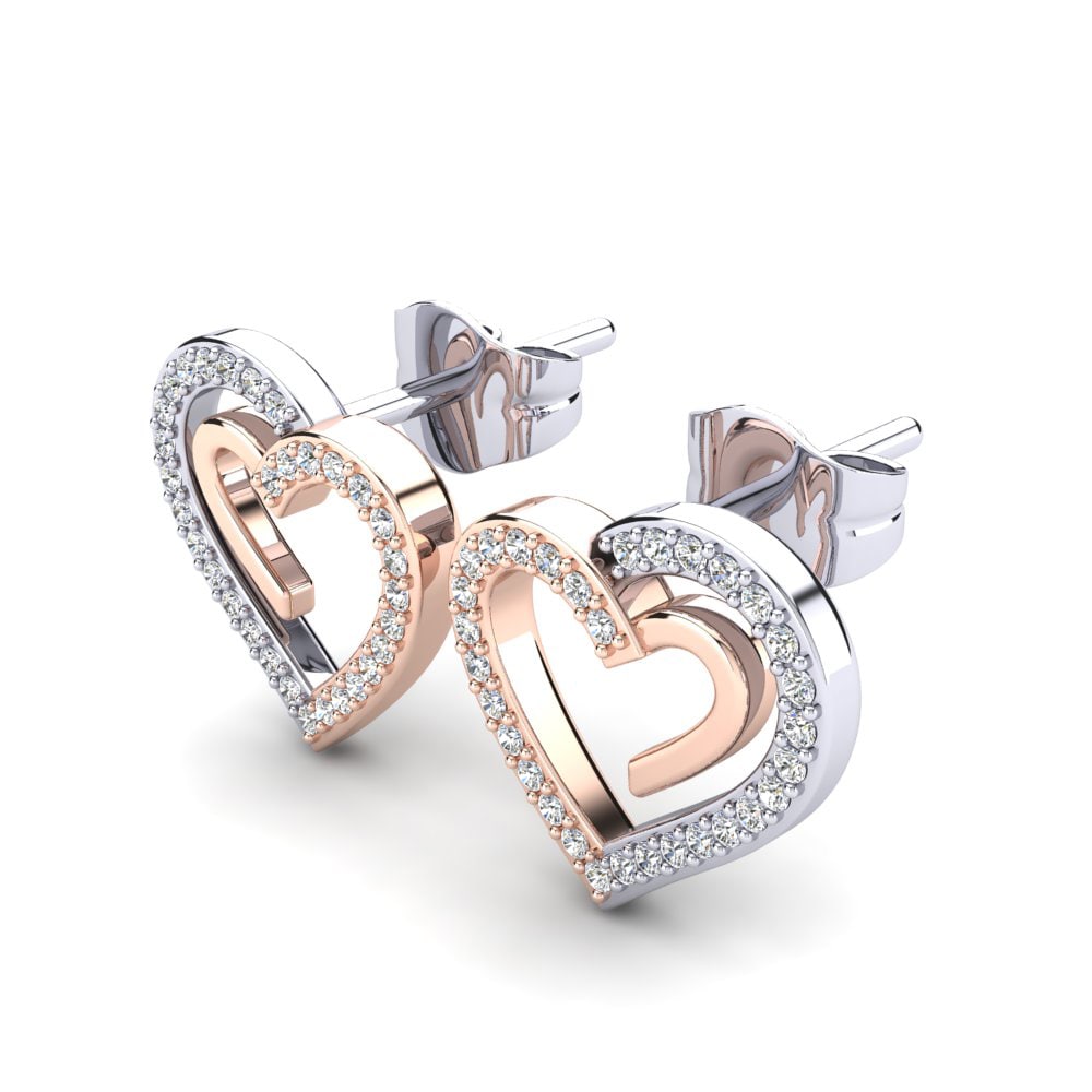 18ct White / Rose Gold Lab Grown Diamond Women's Earring Sakura