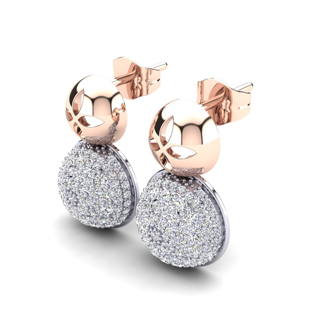 9ct Rose & White Gold Women's Earring Solid