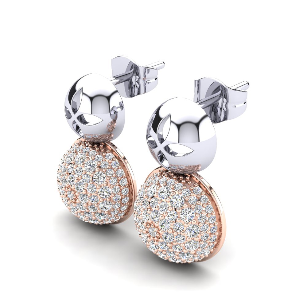 18ct White & Rose Gold Women's Earring Solid