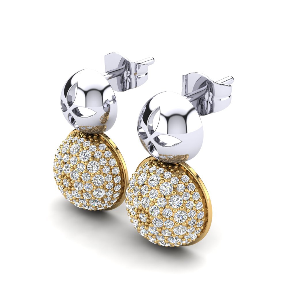 9k Oro Blanco & Amarillo Pendiente de mujer Solid
