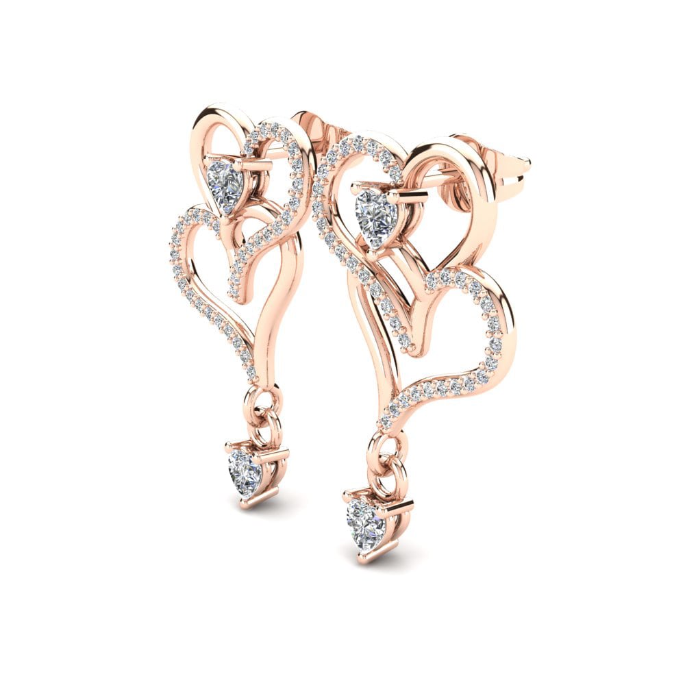 9k Oro Rosa Corazón Pendiente de mujer Pegai