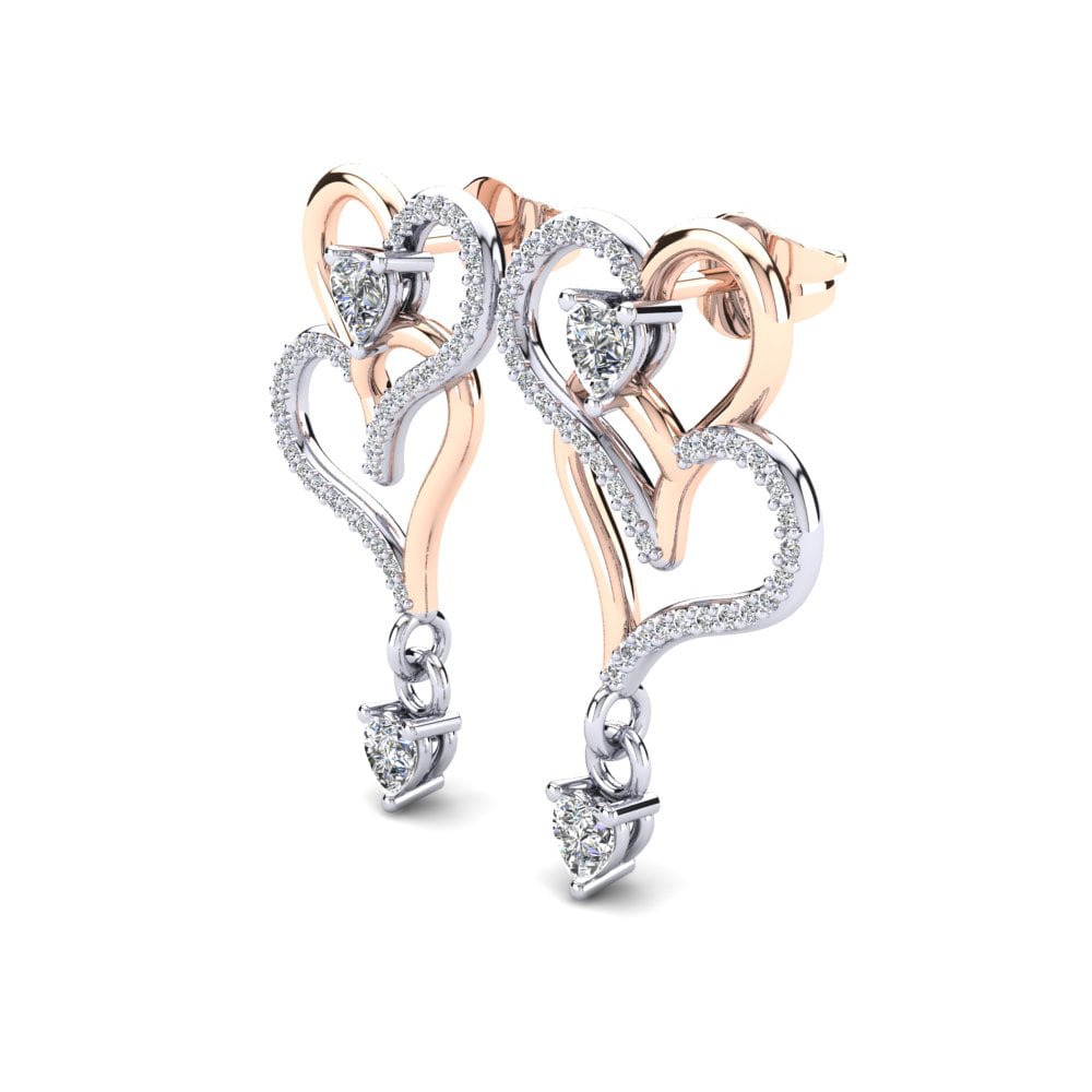 9ct Rose & White Gold Women's Earring Pegai
