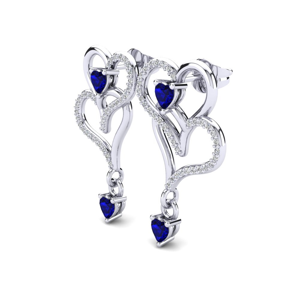 Corazón Circonita Azul Oscuro Pendiente de mujer Pegai