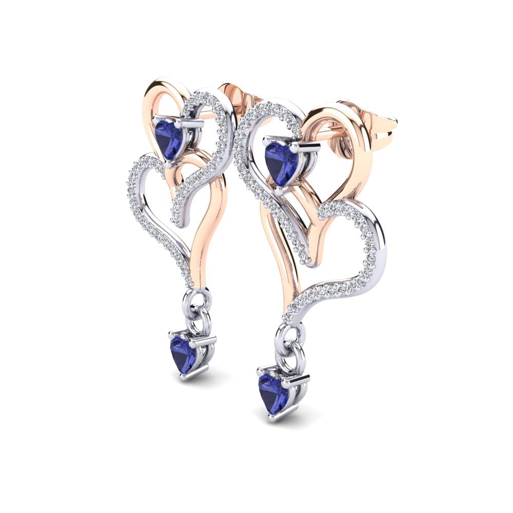 14k Oro Rosa & Blanco Tanzanita Pendiente de mujer Pegai