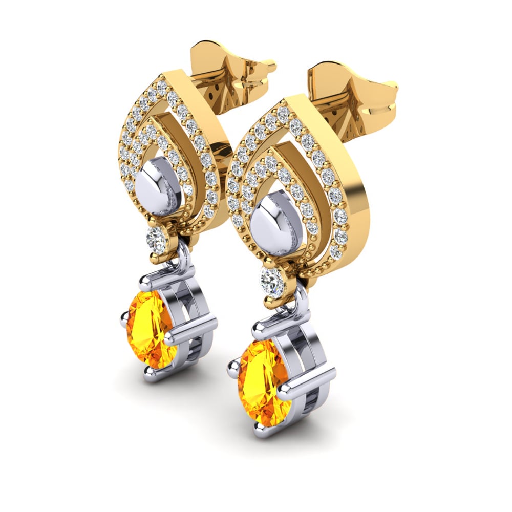 14ct Yellow & White Gold Citrine Women's Earring Rote